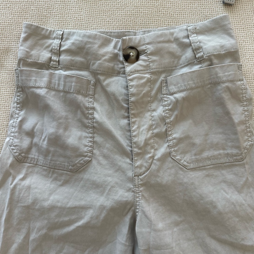 Anthropologie Colette Linen Wideleg Cream Trousers - Picture 7 of 10